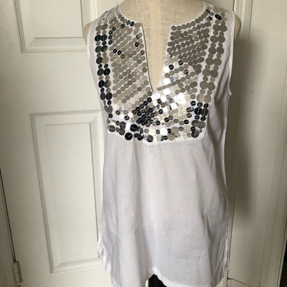 INC Sequins Front Linen Style Tank